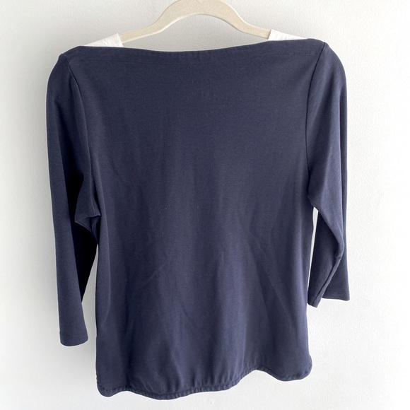 Classic navy Talbots Tshirt. Size petite small. All cotton. Boatneck style. - Picture 2 of 14